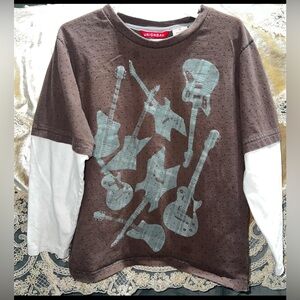 $1 LONG-SLEEVE GUITAR BOYS SHIRT SIZE SMALL. $1 WITH ANY $10 ORDER OR MORE